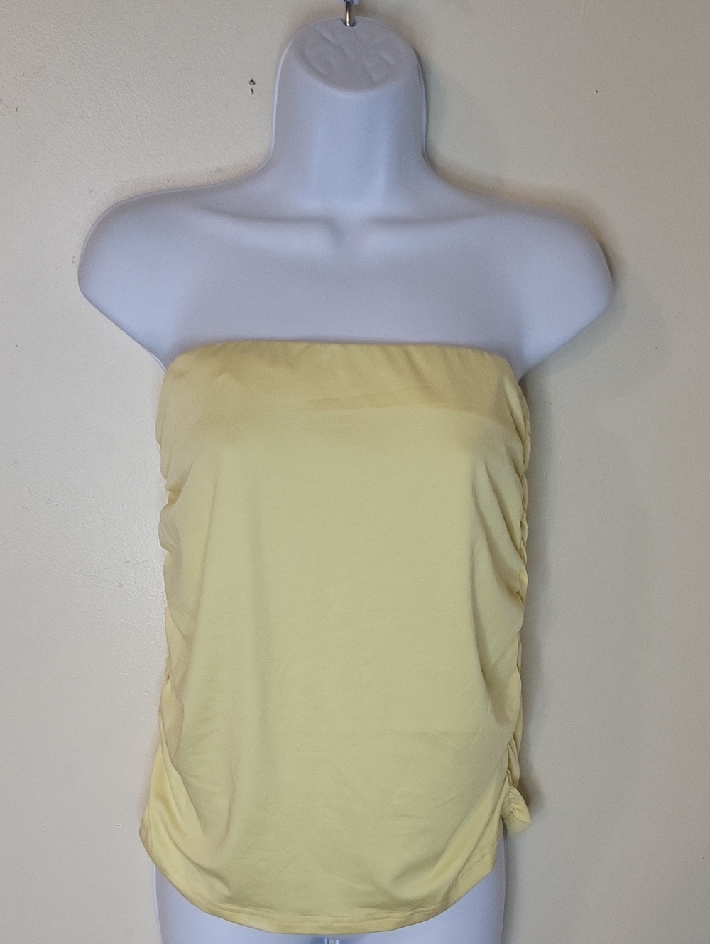 Classic Strapless Tube Tank Top in Pale Yellow